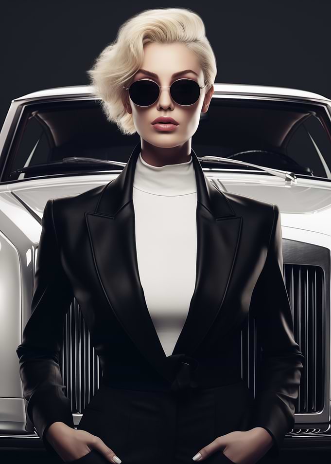 Blonde Woman in Black Suit