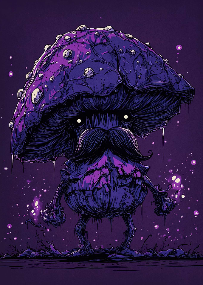 Mushroom Character with a Mustache