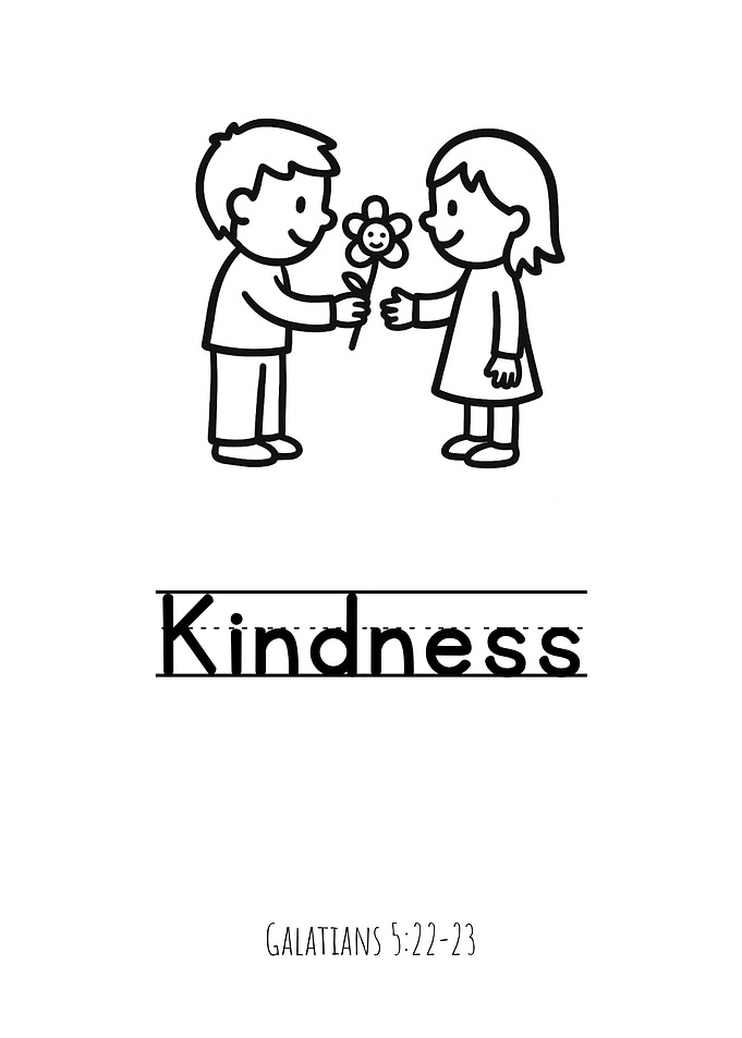 Kindness - Child Offering Flower Christian Nursery Print