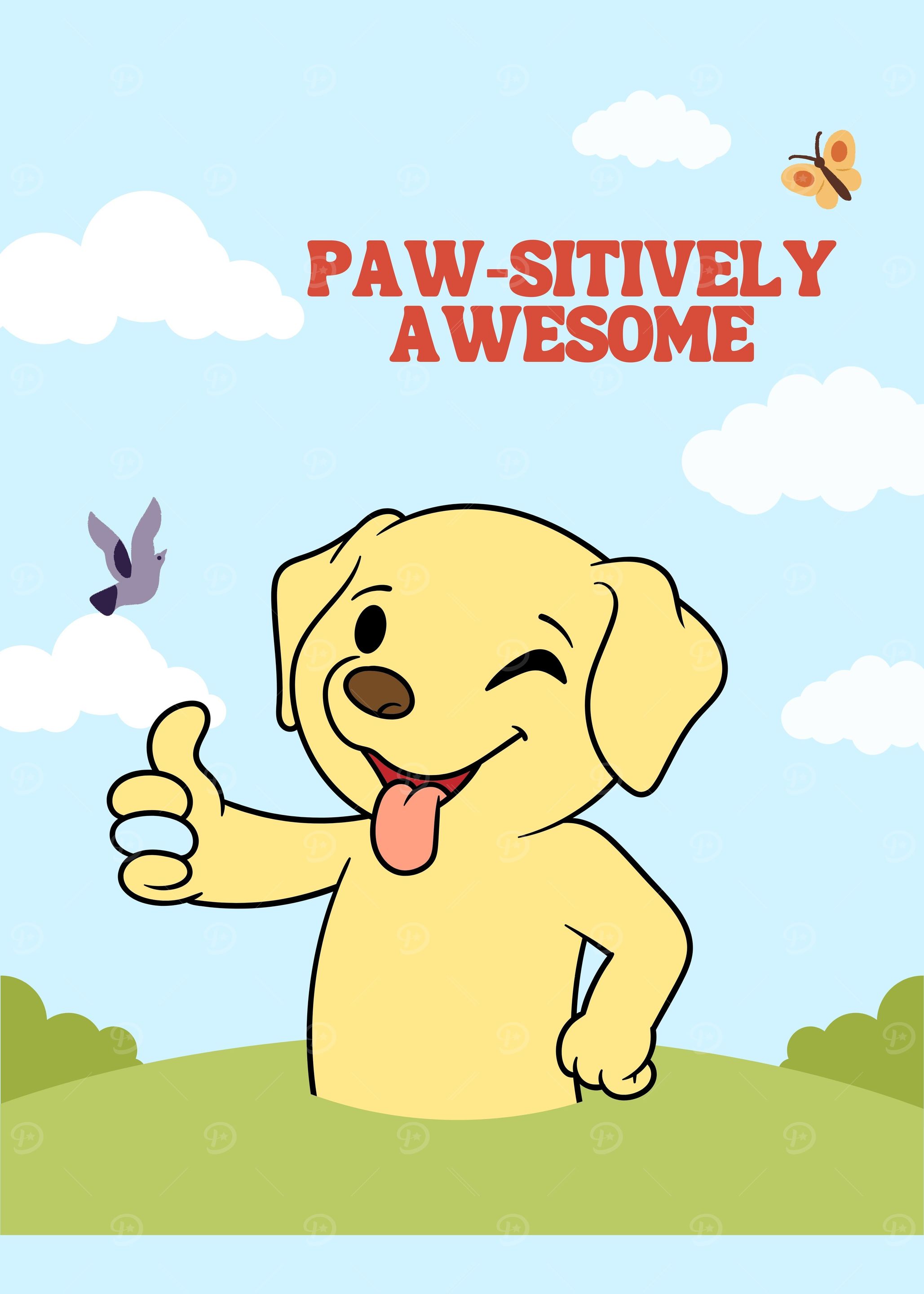 Paw-sitively Awesome Cartoon Dog Illustration