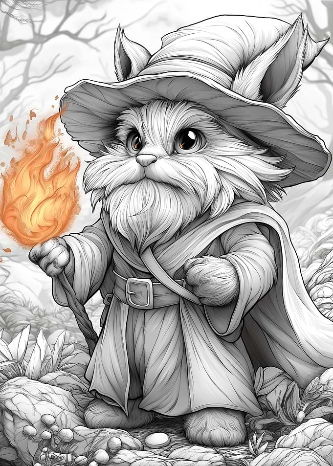 Rabbity Wizard with Wand of Fireball