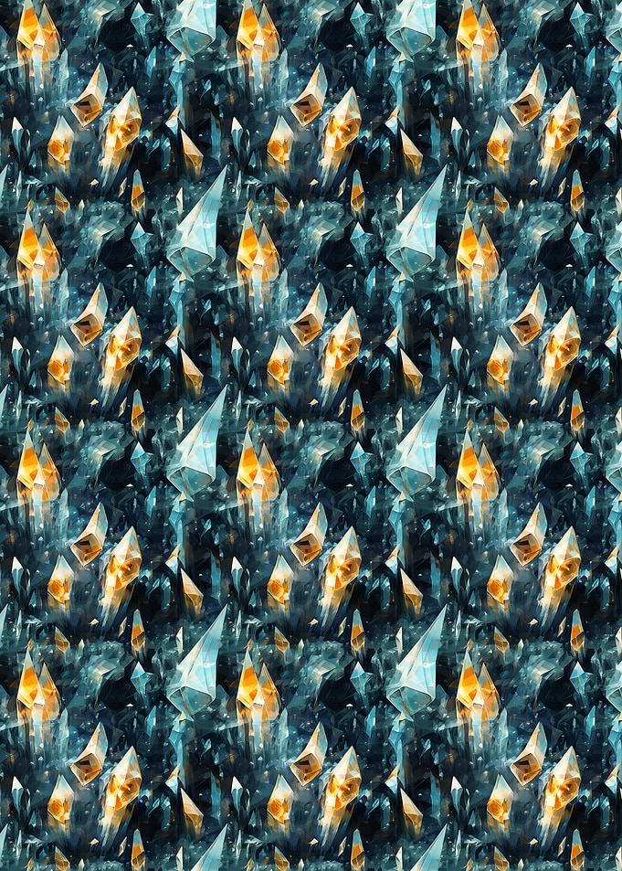 Crystals Pattern in Blue and Gold