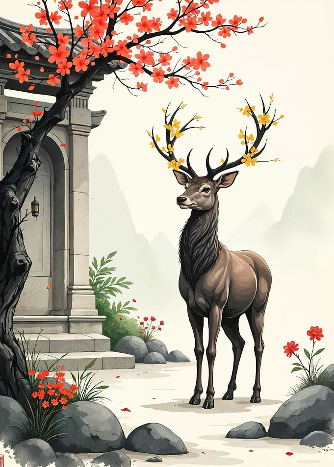 Deer Floral Antlers
