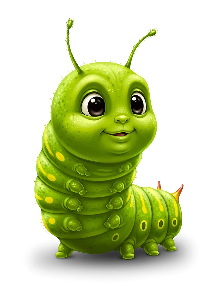 Cute Green Caterpillar Illustration