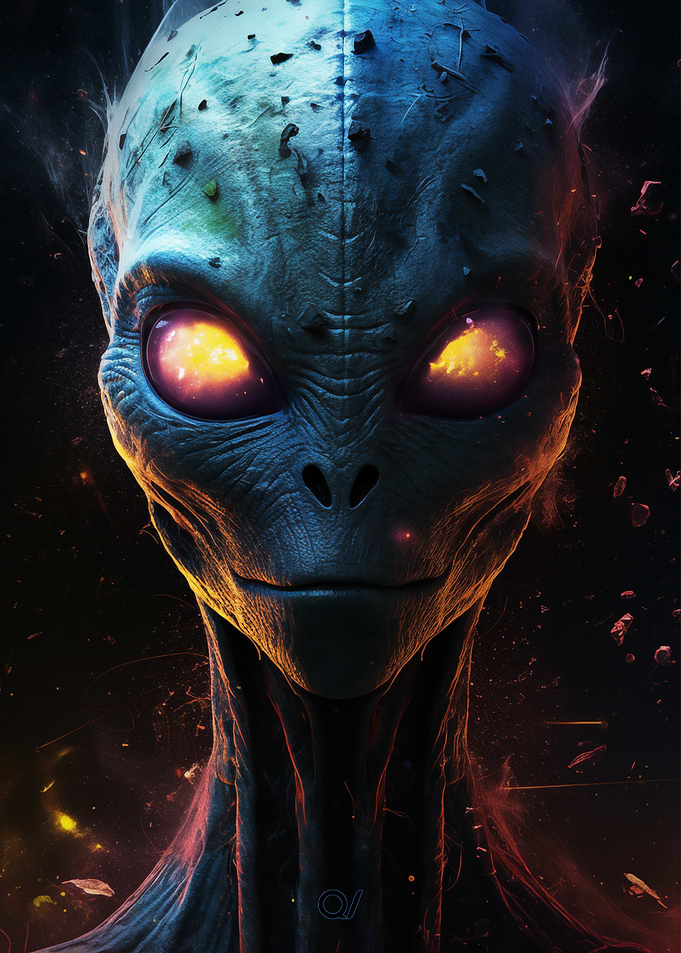 Celestial Watcher with Glowing Eyes