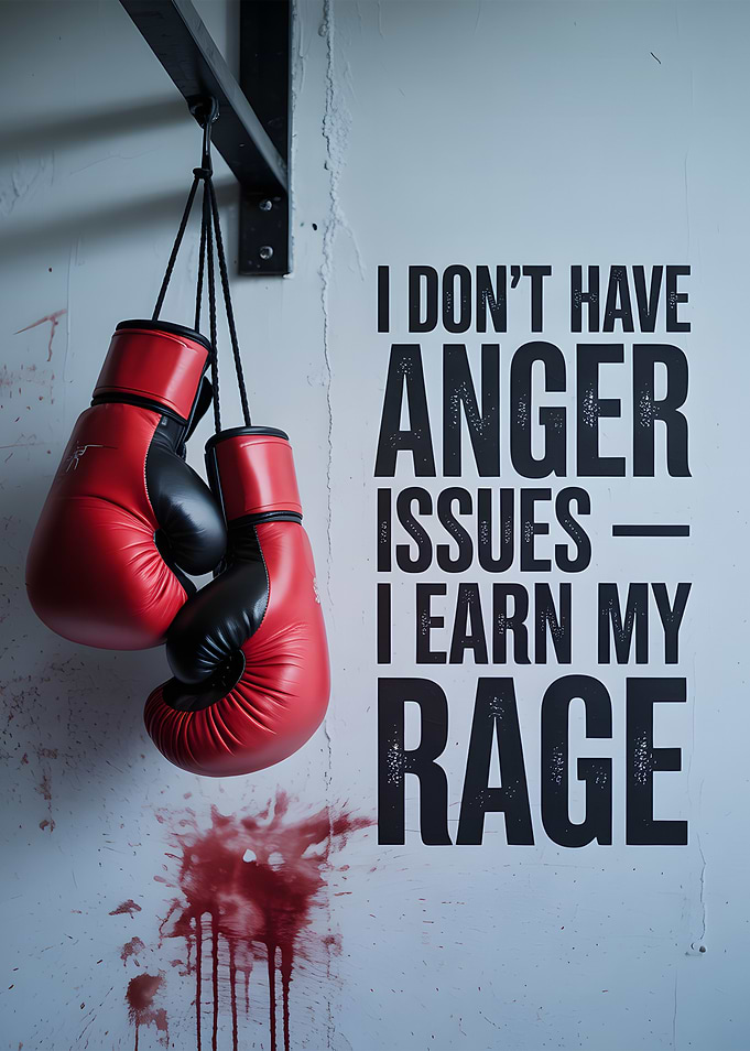 Boxing Gloves with Rage Quote