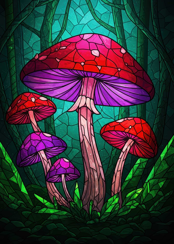 Stained Glass Mushroom Forest
