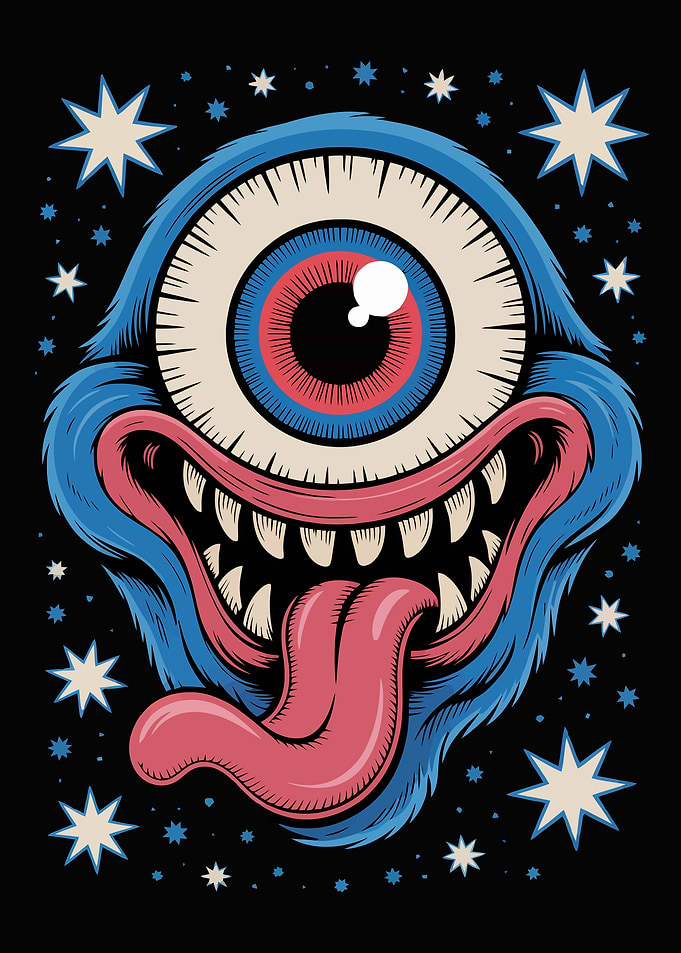 One-Eyed Monster with Tongue Out