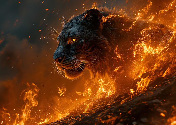 Fiery Black Panther