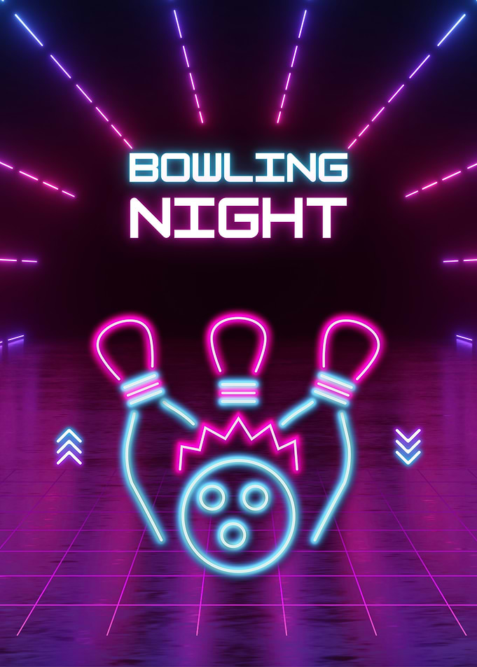 Neon Bowling Night Poster