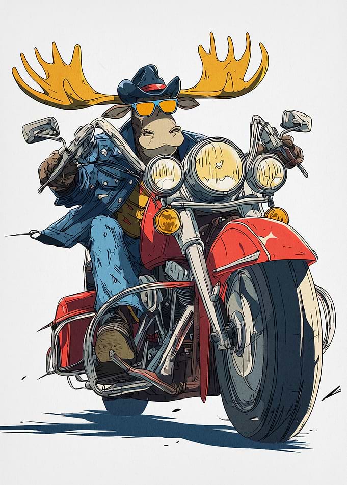 Moose on Motorcycle