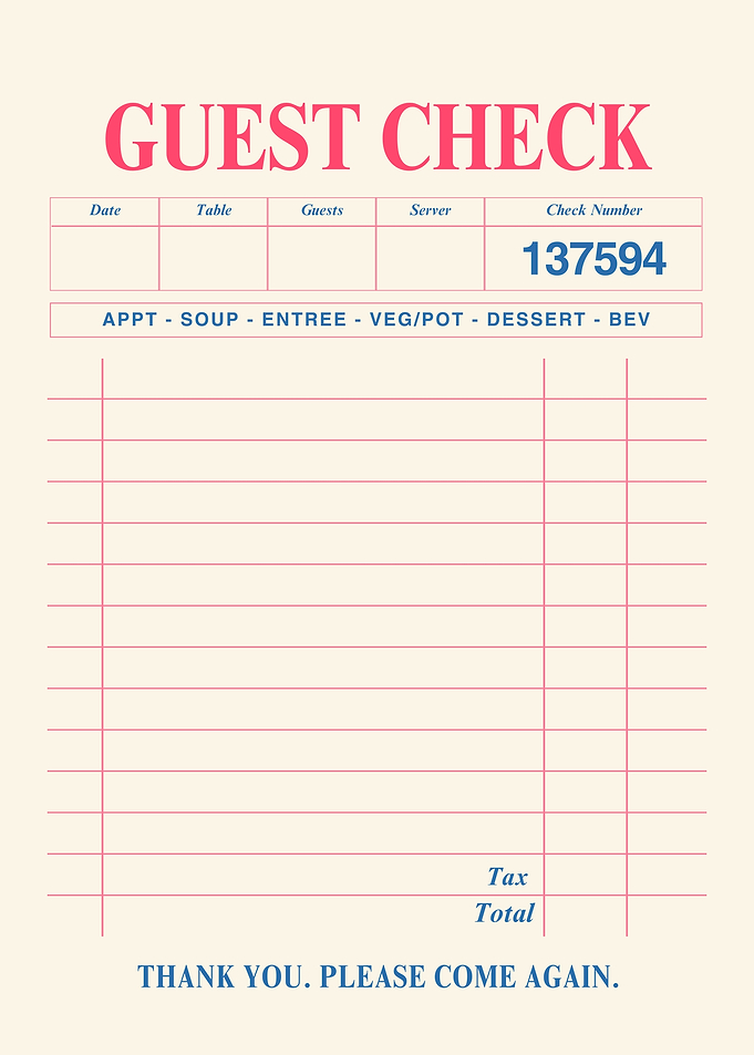 Restaurant Guest Check Illustration