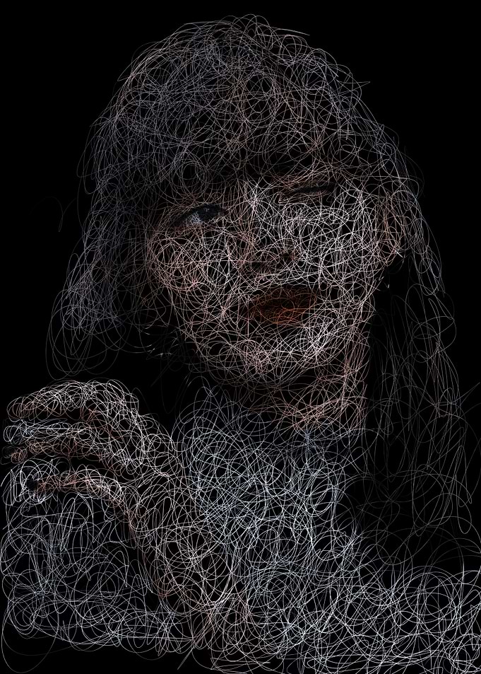 Abstract Portrait with Scribble Lines