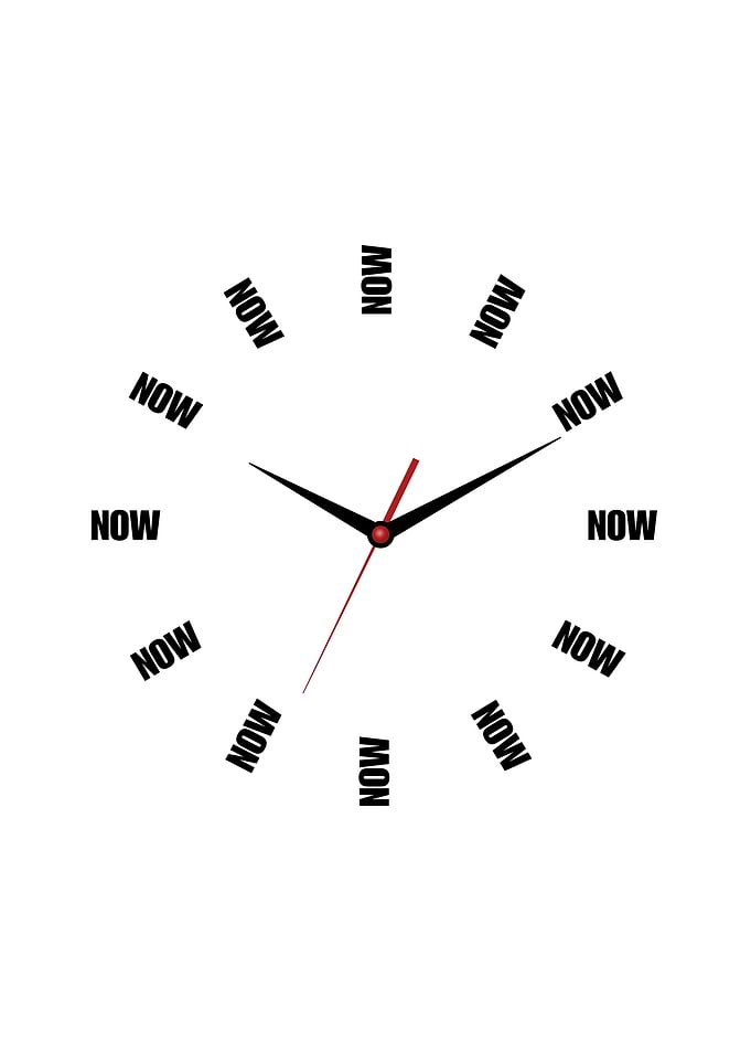 Clock with 'NOW' instead of numbers
