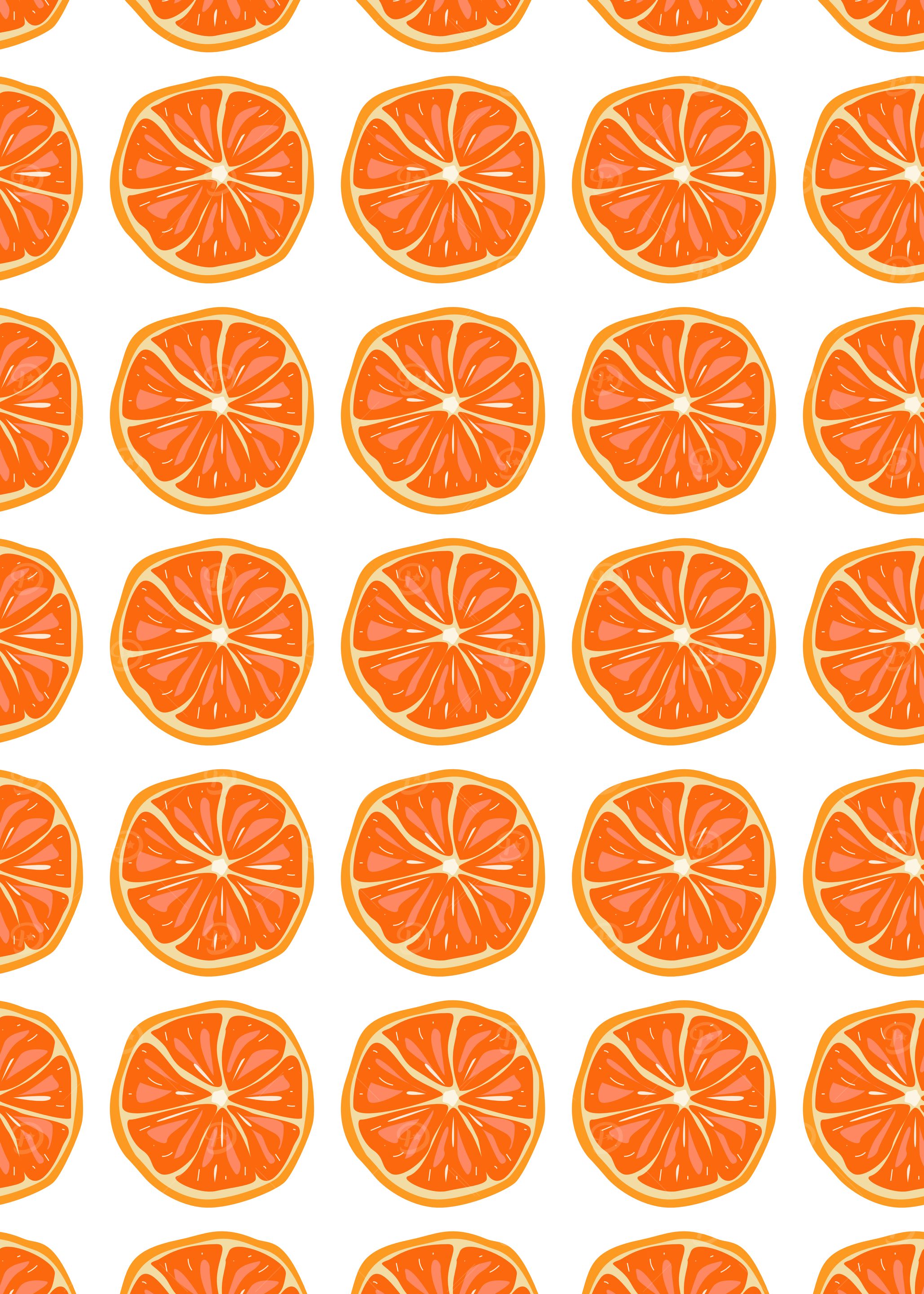 Orange Slice Pattern on White Background