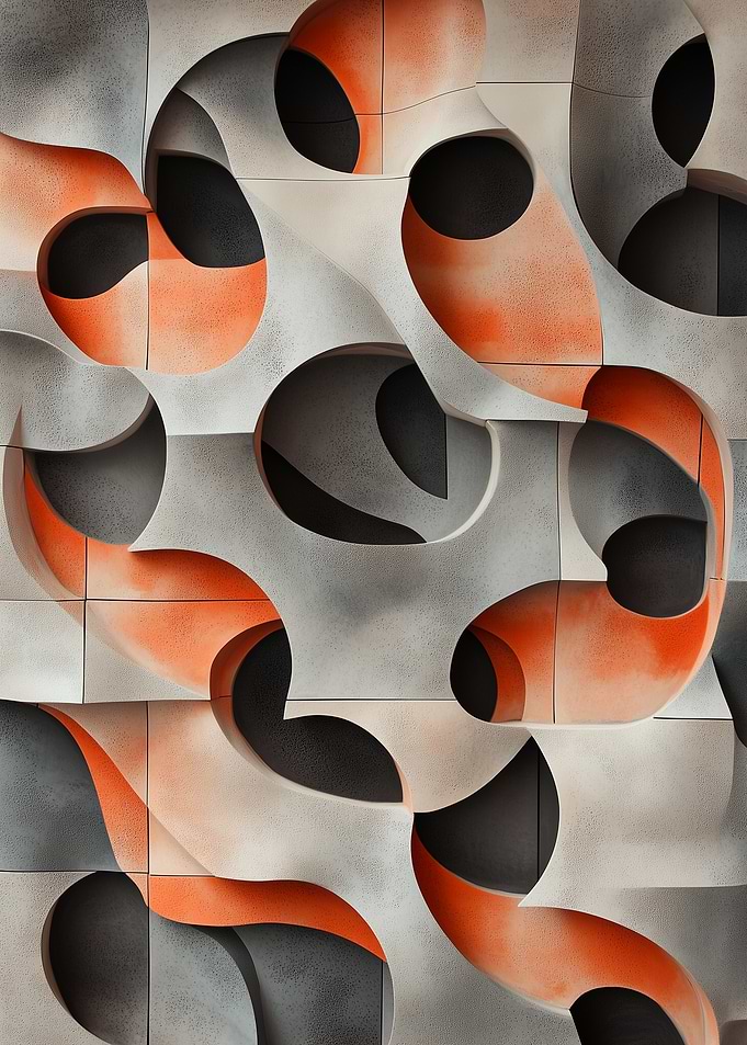 Abstract Orange and Gray Geometric Pattern