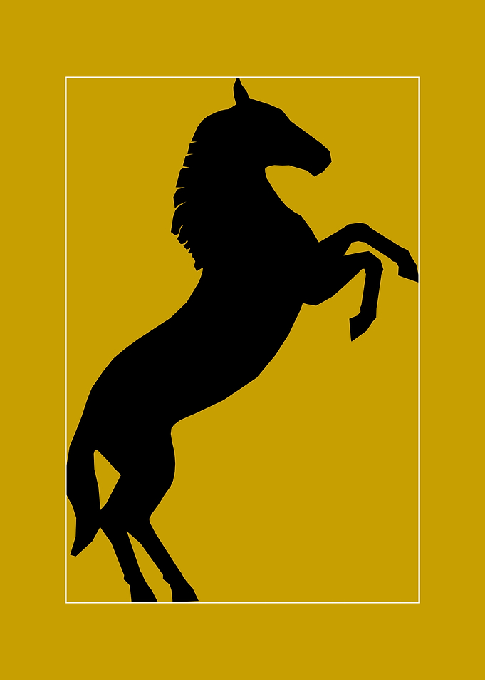 Black Horse Silhouette on Gold Background