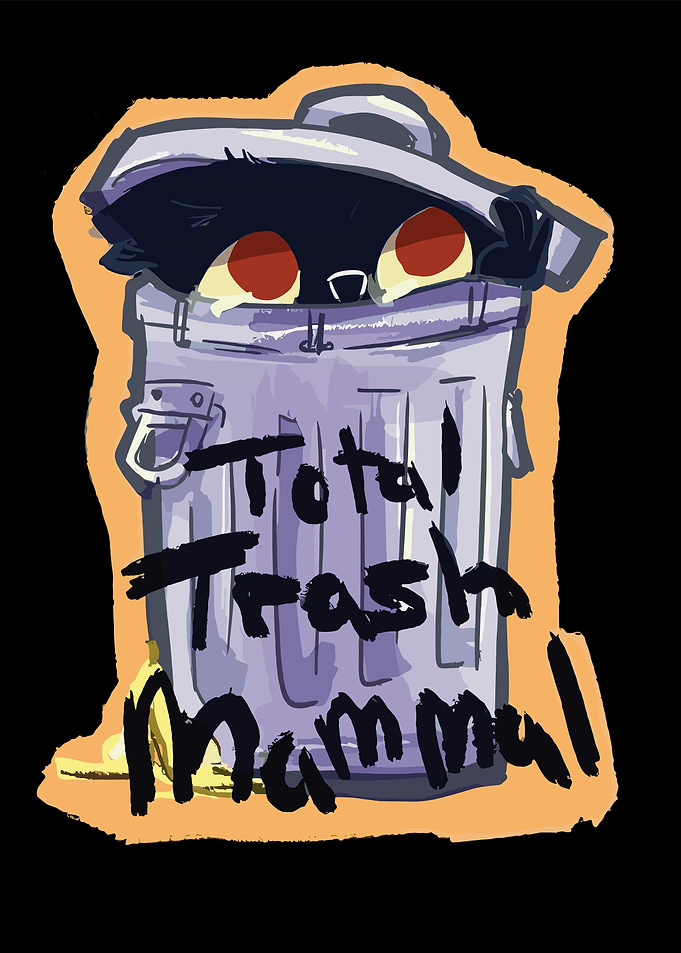Total Trash Mammal Cartoon Illustration