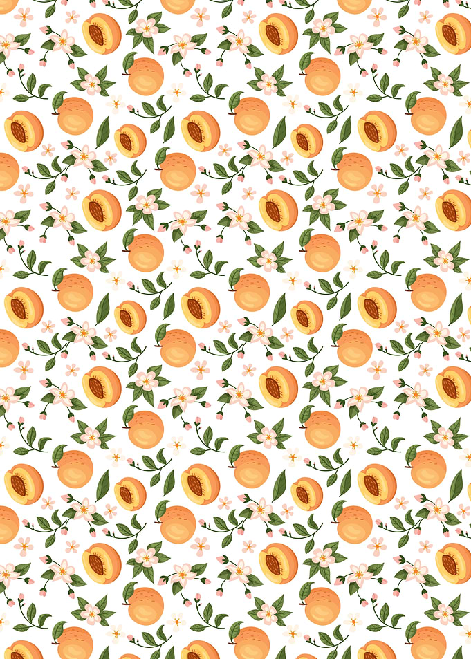 Peach and Blossom Seamless Pattern