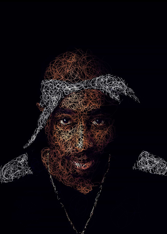 Tupac Shakur Scribble Art Portrait