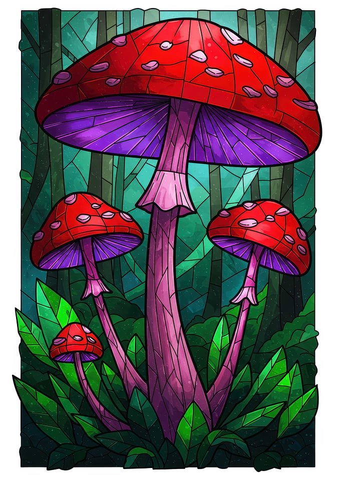 Colorful Mushroom Forest Illustration