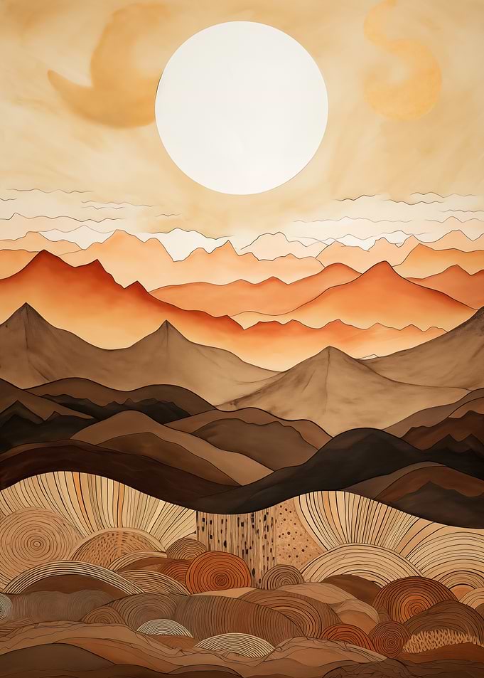 Mountain Landscape and Sun