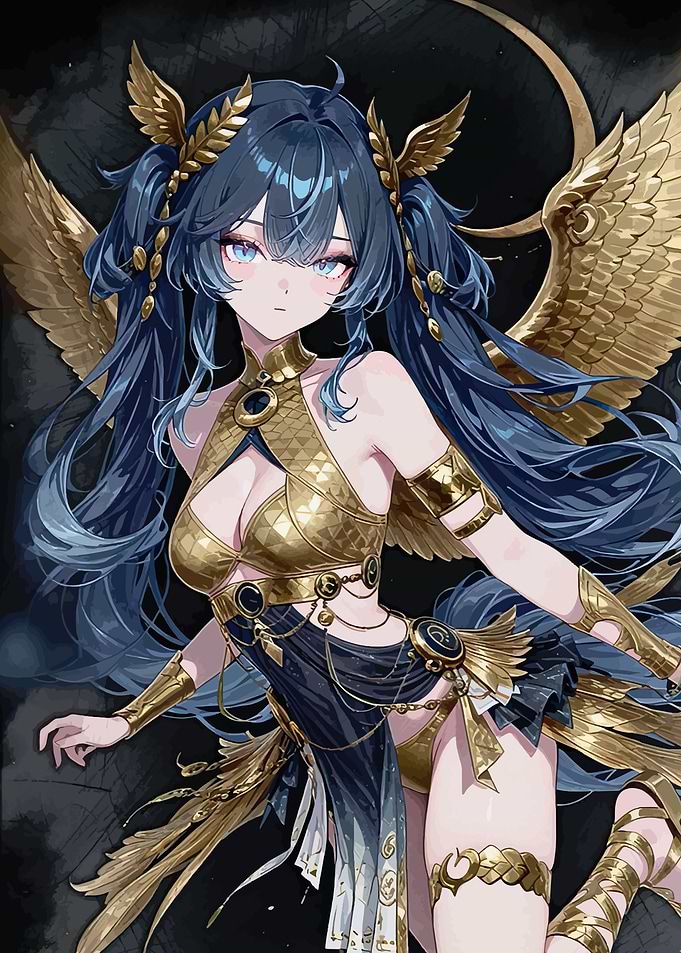Anime Angel with Golden Wings