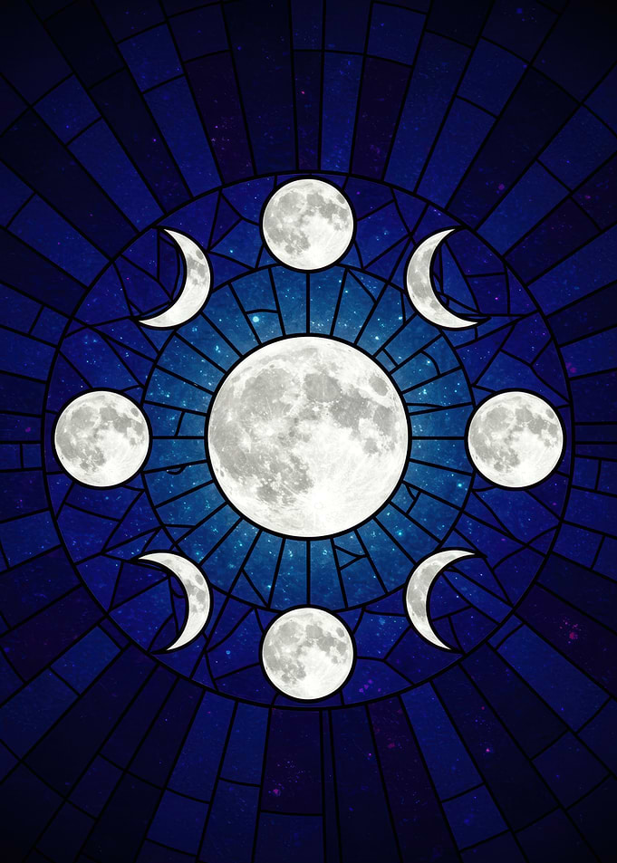Moon Phases Stained Glass Art