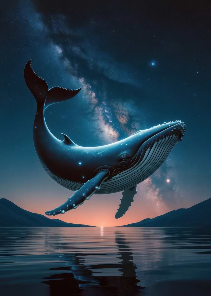 Whale in the night sky
