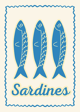 Blue Sardines Fish Illustration
