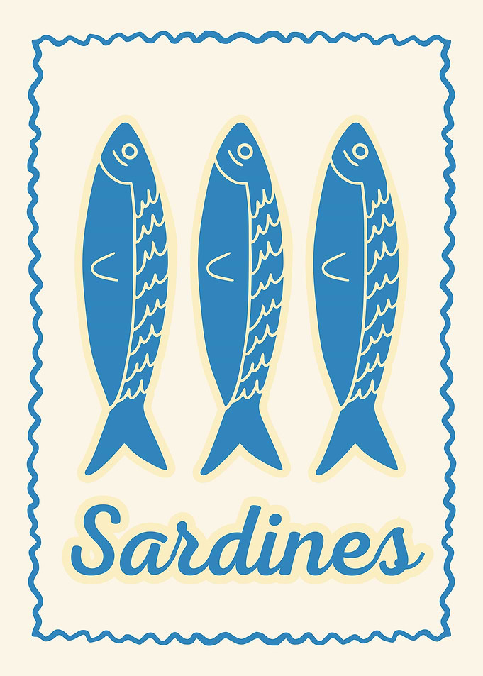Blue Sardines Fish Illustration