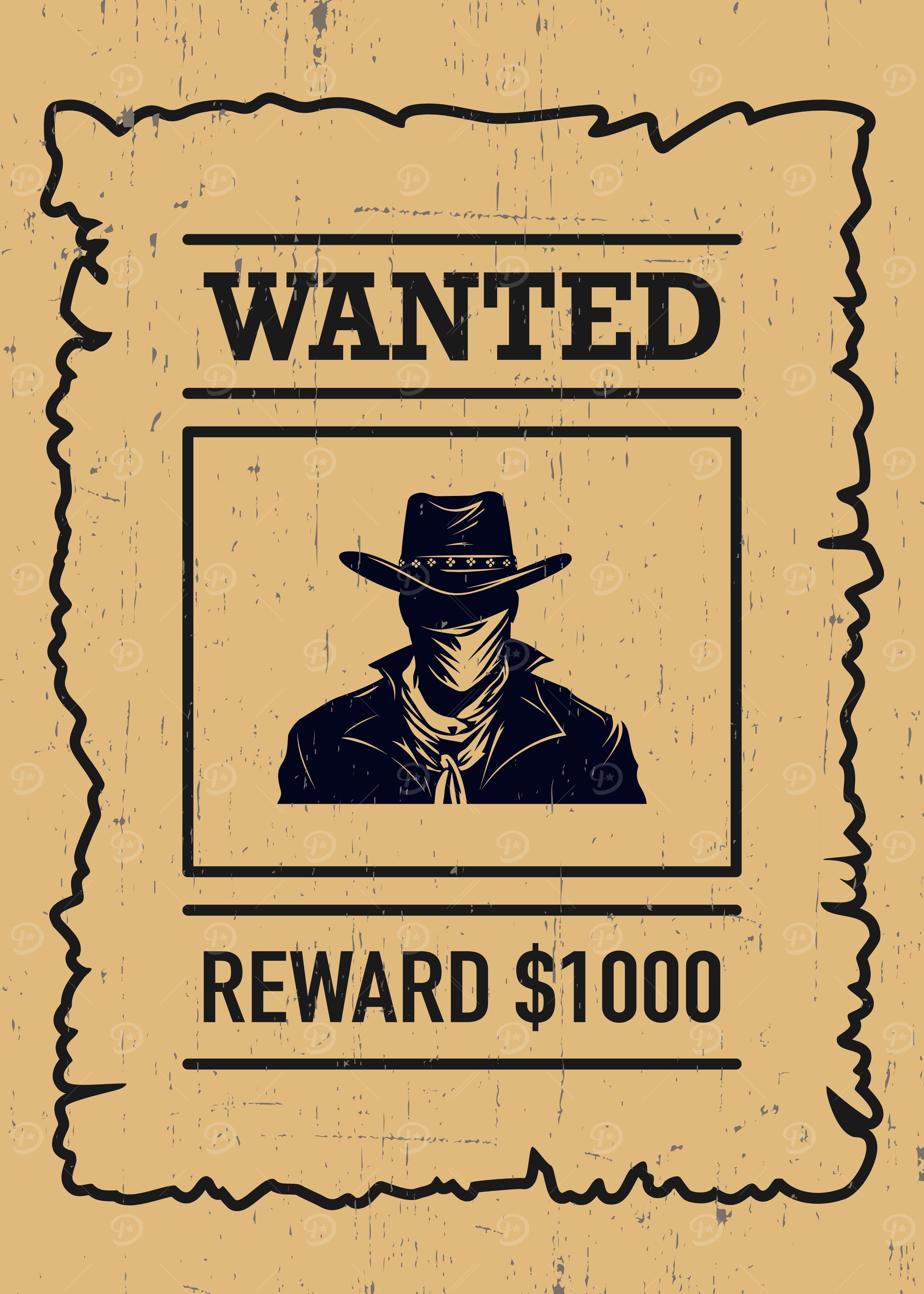 Vintage Wanted Poster with Cowboy