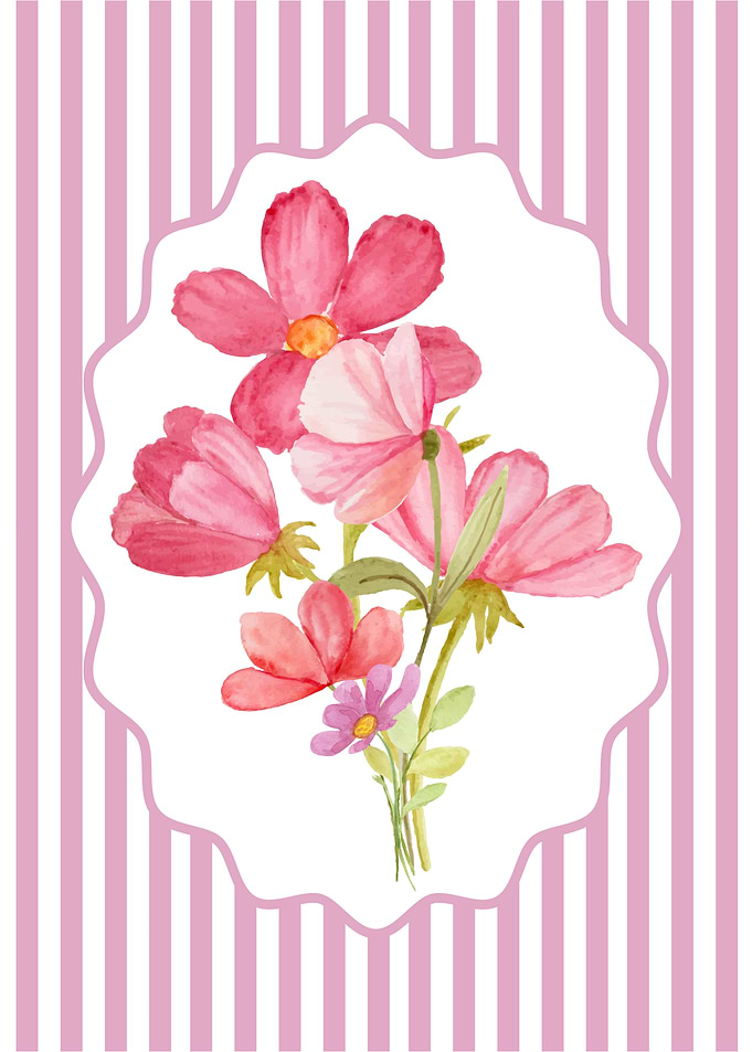 Pink Floral Watercolor Illustration