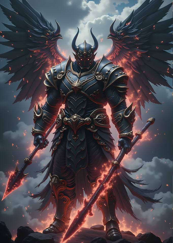 Winged Warrior with Spears