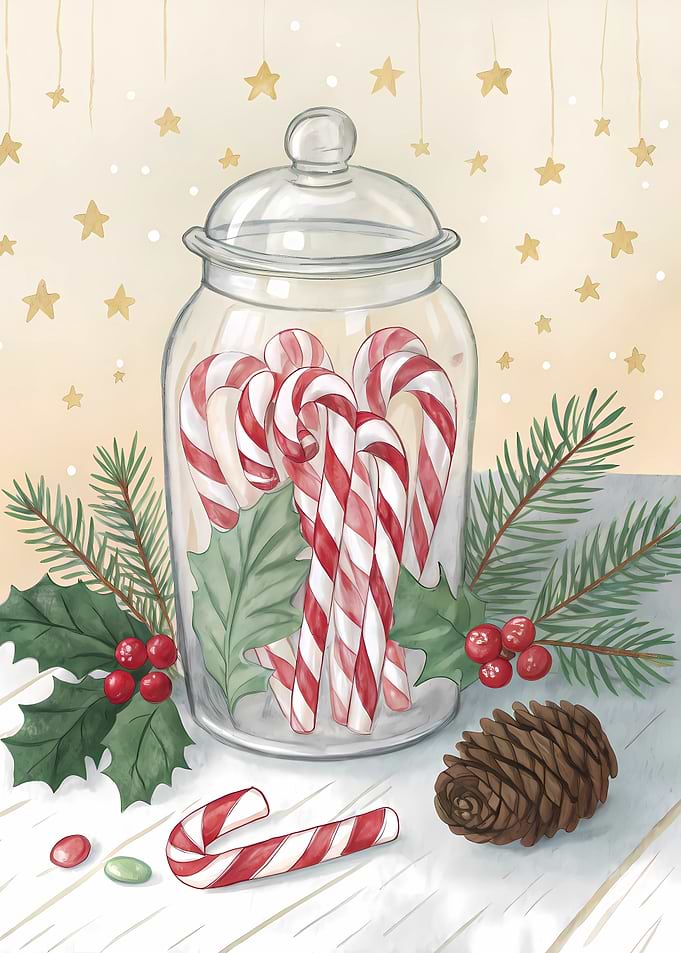 Candy Canes in Jar Still Life Festive Christmas