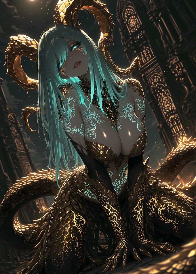 Dragon Girl with Golden Scales