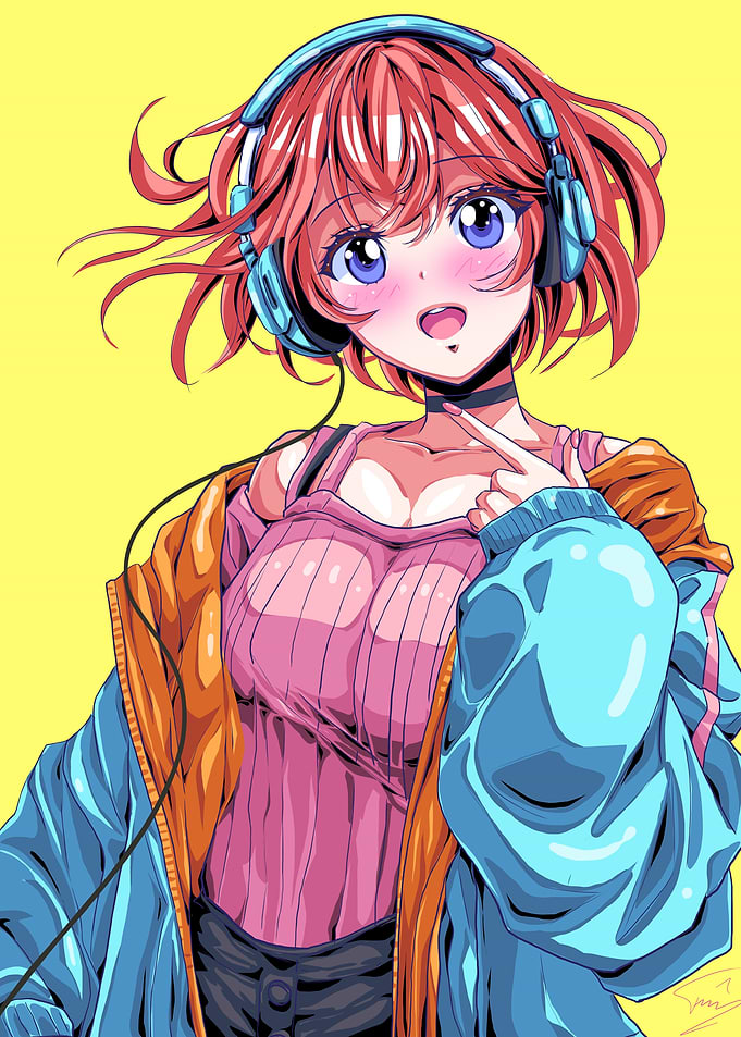 Retro Anime Girl with Headphones