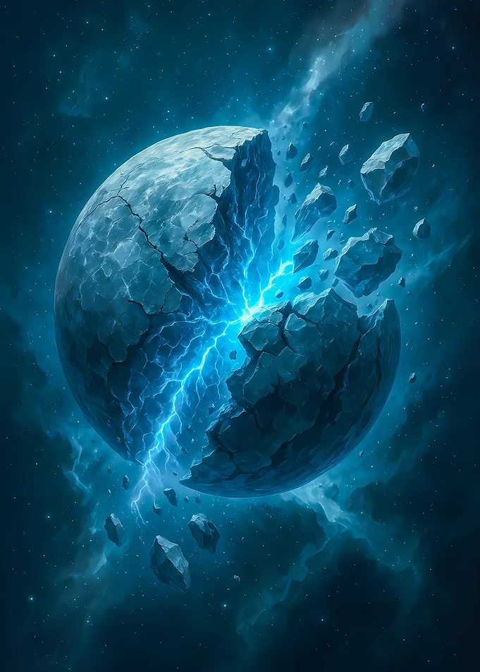 Exploding Planet with Blue Energy