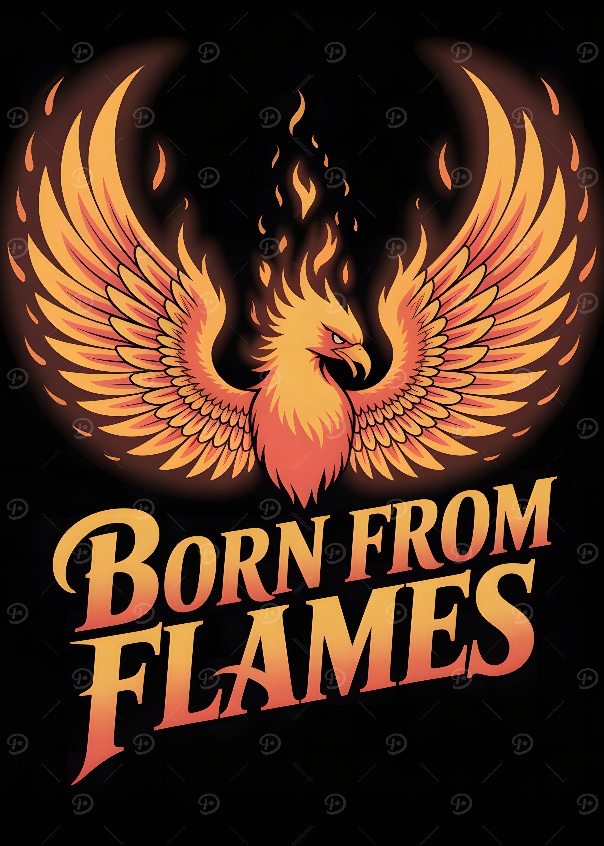Phoenix Born From Flames Illustration