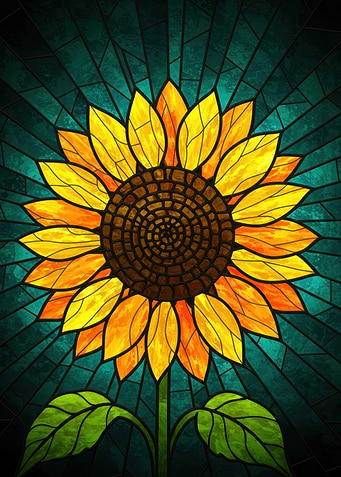 Stained Glass Sunflower Art
