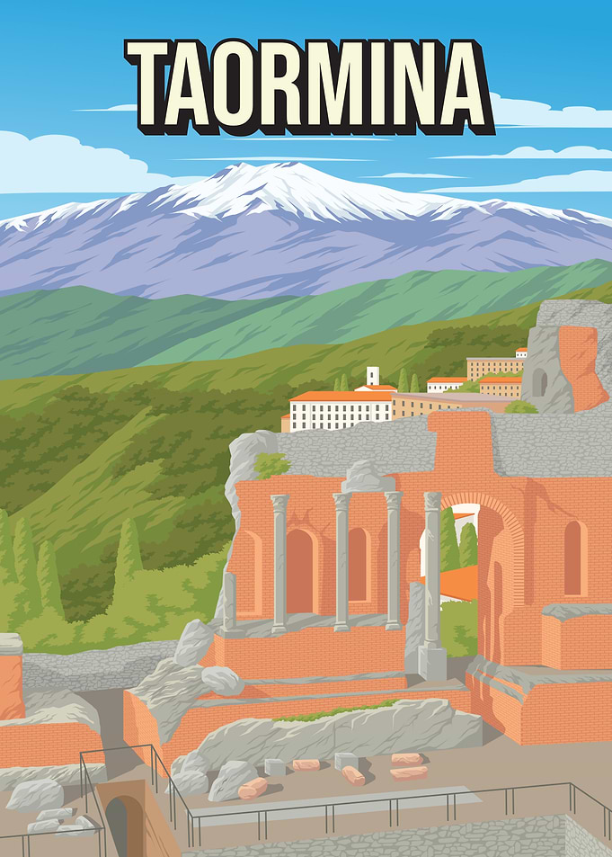 Taormina Italy Sicily Travel Poster
