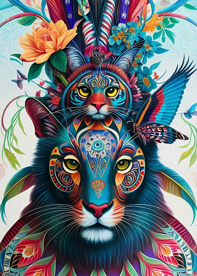 Totem of Dual Guardians – Sacred Feline Spirits