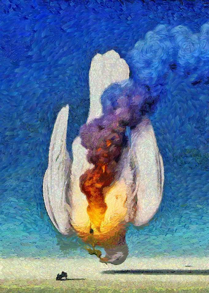 Burning Swan Painting