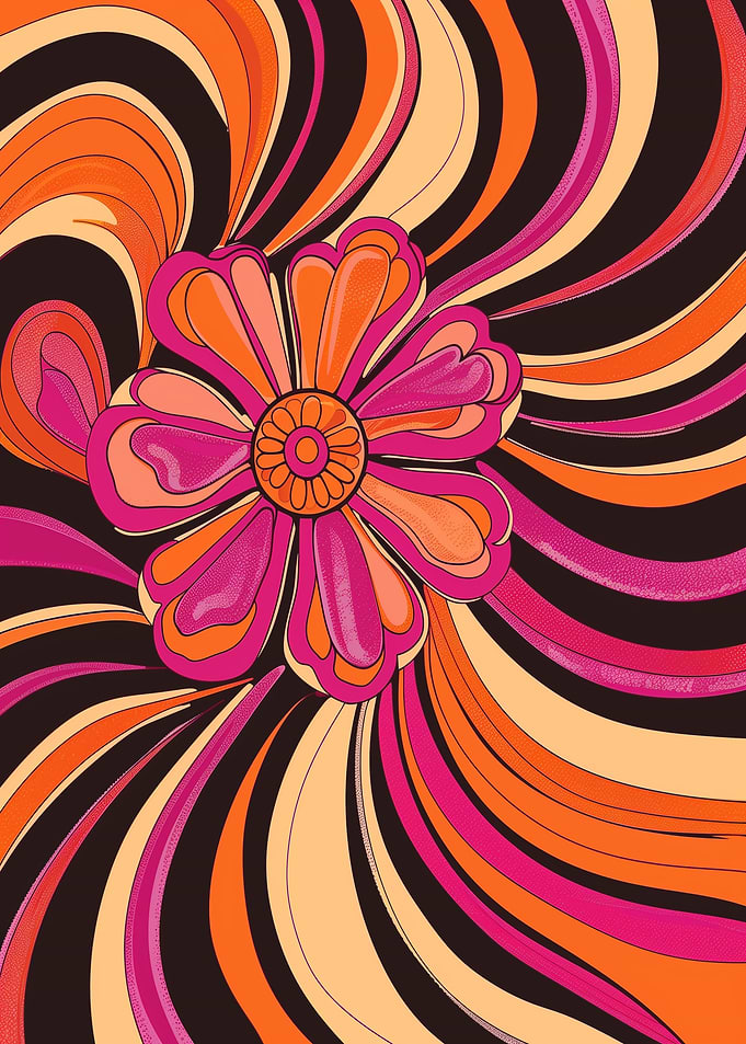Retro Flower Power Swirl Pattern