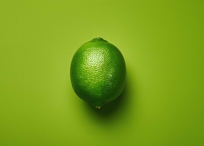 Single Lime on Green Background