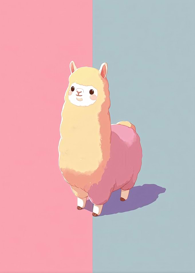 Cute Cartoon Alpaca
