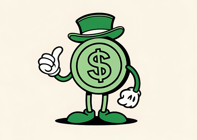 Cartoon Dollar Coin Character