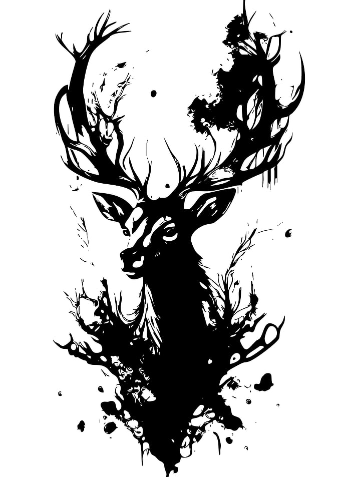 Black and White Deer Illustration