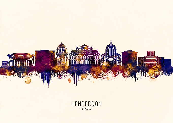 Henderson Nevada Skyline Watercolor Art