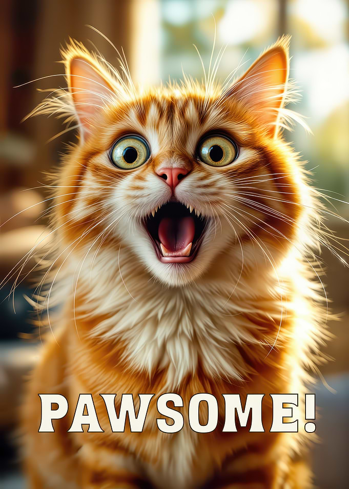 Pawsome Orange Funny Cat Portrait